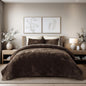EverGrace Stripe Channel Luxury Velvet Quilt Set King Size, Beige Taupe