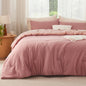 Bedsure Queen Comforter Set Prewashed Soft Bedding Set 3Pcs Cream 90"x90"