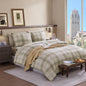 Plaid Full Size Comforter Set Blue Grey 7 Pieces Farmhouse Bed in a Bag