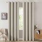 MIULEE 100% Blackout Linen Curtains for Bedroom 52x90 Inches Natural Beige