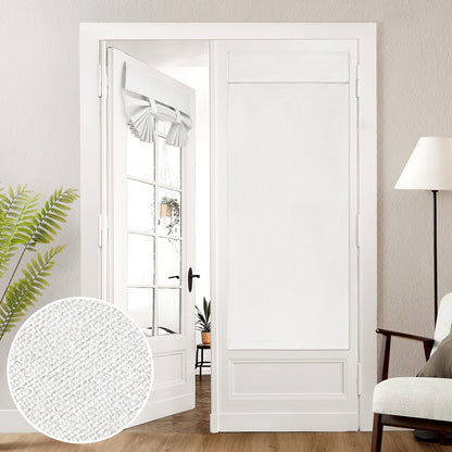 HOMEIDEAS 100% Blackout Linen Door Curtains for French Door 26x68 Inch