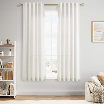 Nanspring Linen Kitchen Window Curtains Over Sink for Cafe 36x36 Inch Cream