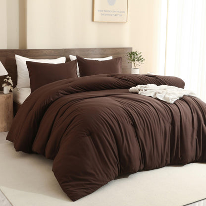 Paxrac Earthy Brown Comforter Queen Size, Neutral 3 Pieces Comforter Set, Lightweight Solid Bedding Set, All Seasons Soft Fluffy Queen Comforter Set (90x90In Comforter & 2 Pillowcases)