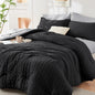 Queen Comforter Set - 7PCS Bed in a Bag, Seersucker Bedding Set, Beige