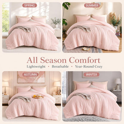 weigelia Pink Comforter Set Full Size, All Season Lightweight Bedding Set