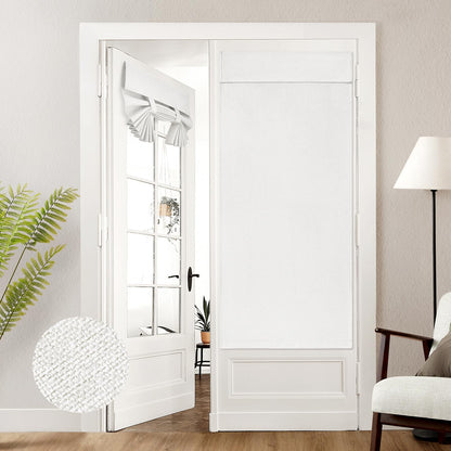 HOMEIDEAS 100% Blackout Linen Door Curtains for French Door 26x68 Inch
