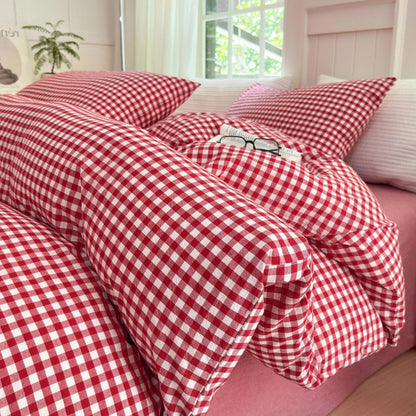 LifeTB Queen Comforter Set Fluffy Plaid Checkered Pattern Modern Style Geometric Comforter with 2 Pillow Shams Grid Plaid Bedding Comforter for Boys Men All Season Queen Size Bed Comforter Set