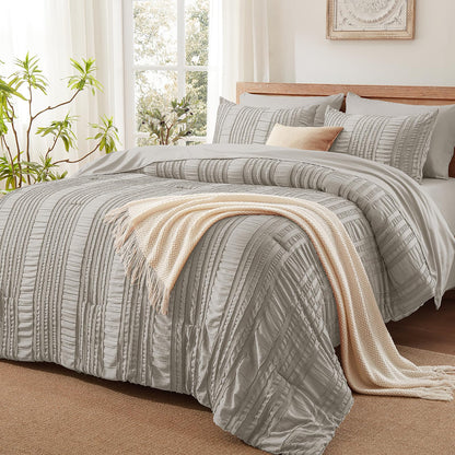 DHSFKBE Floral Comforter Set Queen Size,7 Piece Orange Bed in a Bag, Elegant Flower Pattern Comforter Set with Sheet, Soft Microfiber Complete Bedding Sets for All Season