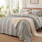 DHSFKBE Floral Comforter Set Queen Size,7 Piece Orange Bed in a Bag, Elegant Flower Pattern Comforter Set with Sheet, Soft Microfiber Complete Bedding Sets for All Season