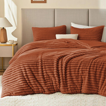 EXQ Home Fluffy Comforter Set Queen Size,3 Pieces Bed Set,Black
