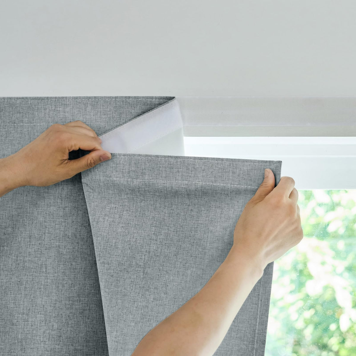 Jilron Adhesive Curtain,100% Blackout Curtains, No Drilling, Suitable for Multi-Scenes Privacy Protection (Black - W35 × L60 in)