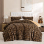 YIKUSH Queen Faux Fur Soft Comforter Set, Fluffy Linen Rabbit Fur Comforter