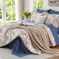 MUXHOMO Queen Comforter Set, 7-Piece Floral Bed in a Bag, Sage Green