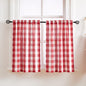 Taupe White Check Kitchen Tier Curtains for Basement Laundry 27x36 2pcs