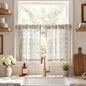 jinchan Linen Striped Tier Curtains for Kitchen Windows Green 26 x 24 inch