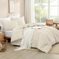Andency Tan Gingham Comforter Set Twin, Brown Checkered Grid Plaid Bedding