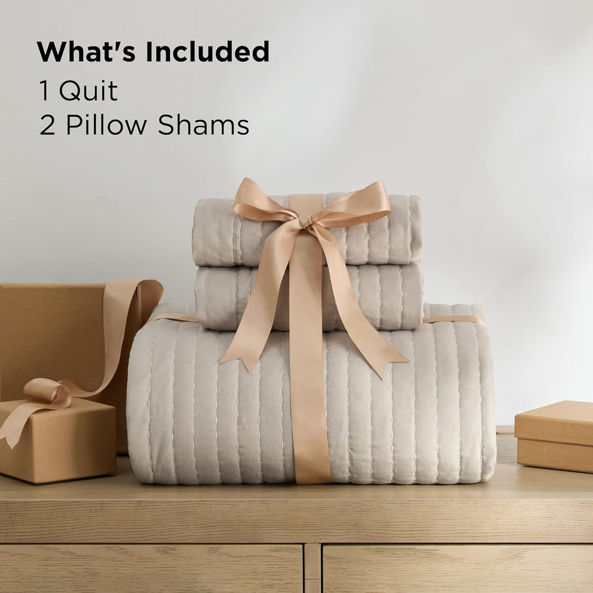 Bedsure Quilts Queen Size - Queen Quilt Bedding Set Bedspread Coverlet Comforter, Lightweight Neutral Striped Bedding, 3-Piece Set with 90"x96" Coverlet & 2 Pillow Shams, All-Season Soft Microfiber