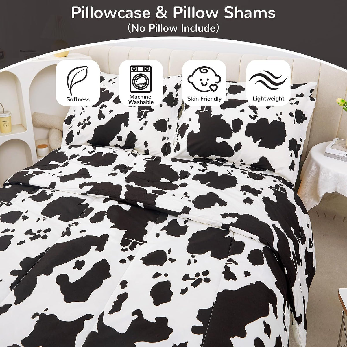 Viviland Kids Twin Bedding Sets, Boys Comforter, Cow Print