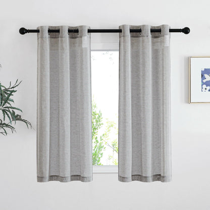 NICETOWN Semi Sheer Linen Ivory Curtains for Bedroom, W52xL84, 2 Panels