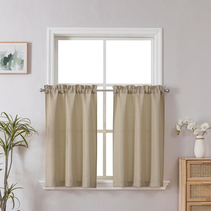 Chyhomenyc 2 Panels White Kitchen Curtains 36 Inch Length Tier Curtain