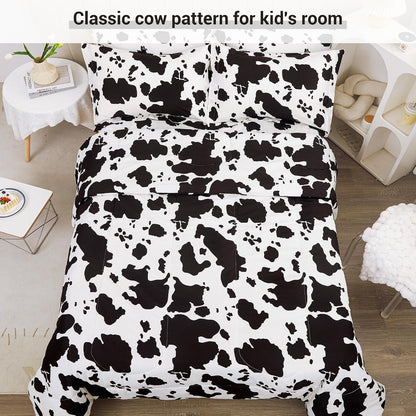 Viviland Kids Twin Bedding Sets, Boys Comforter, Cow Print