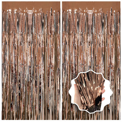 2 Pack Foil Curtain Backdrop Curtains Silver Tinsel Door Streamers Birthday Party Decorations Photo Backdrop Props for Party Graduation Wedding Bachelorette Christmas Baby Shower