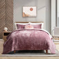 RECYCO Channel Box Stitch Velvet Quilt Set, King Size, Beige