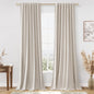 Guken Cream Linen Blackout Curtains 84 Inch Length 2 Panels Set for Living Room Bedroom Back Tab Thermal Insulated 100% Black Out Drapes Room Darkening Window Curtain Ivory Natural Beige