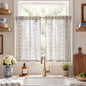 jinchan Linen Striped Tier Curtains for Kitchen Windows Green 26 x 24 inch