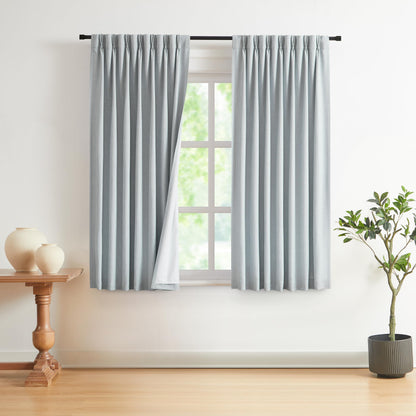 Vision Home Natural Pinch Pleated Full Blackout Curtains Linen Blended Room Darkening Window Curtains 95 inch for Living Room Bedroom Thermal Insulated Pinch Pleat Drapes with Hooks 2 Panel 40"Wx95"L