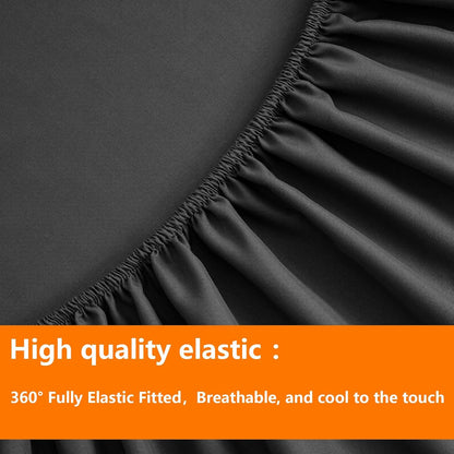 TAIMIT Full Size Comforter Set - 7 Pieces, Bed in a Bag Bedding Sets with All Season Soft Quilted Warm Fluffy Reversible Comforter,Flat Sheet,Fitted Sheet,2 Pillow Shams,2 Pillowcases,Dark Grey