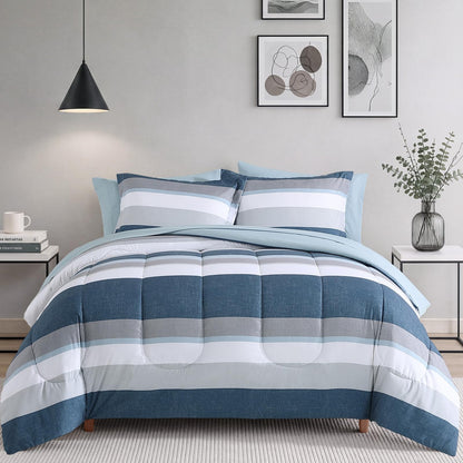 Monbix Full Size Comforter Sets - 7 Pieces Bed in a Bag Full Bedding Set