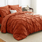 HIMEET Queen Comforter Set Black - 7 Pieces Pintuck Bed in a Bag