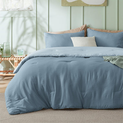 Bedsure Queen Comforter Set Prewashed Soft Bedding Set 3Pcs White 90"x90"