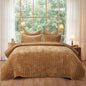 PHF Diamond Pattern Luxury Velvet Quilt Set Queen Size, Sand