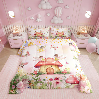 Erosebridal Cute Pink Bow Twin Bedding Set for Girls,Ribbon Bow Knot Comforter Set for Kids Kawaii Room Decor,Princess Bowknot Bed Set Girly Pink Bows Bedding Comforter Sets,1 Pillowcase