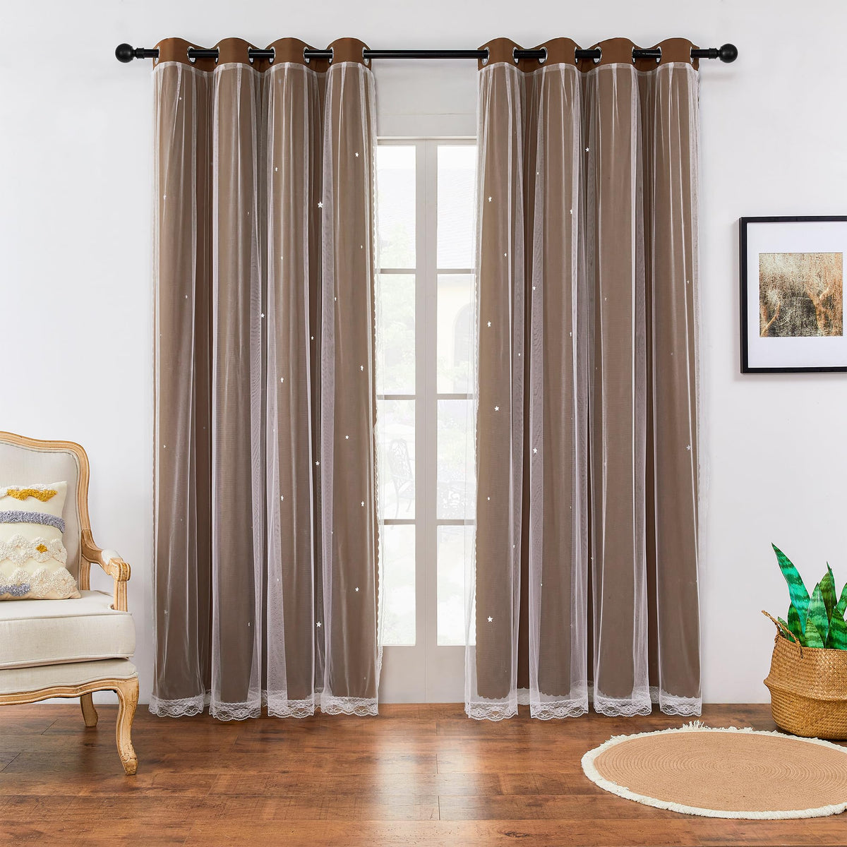XiDi Blackout Curtains for Girls Bedroom Decor Pink Kids Rainbow Curtains