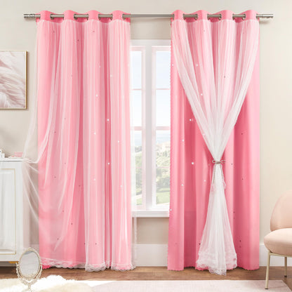 XiDi Curtains for Girls Bedroom Decor, Rainbow Blackout Curtains for Kids/Little Girl Room Decor, Unicorn Wall Decals,Pink Purple Green,63 x 34 inches,1 Panel
