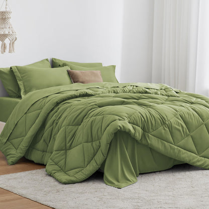 Love's cabin Full Comforter Set Black, 7 Pieces Full Bed in a Bag, All Season Bedding Sets with 1 Comforter, 1 Flat Sheet, 1 Fitted Sheet, 2 Pillowcase and 2 Pillow Sham