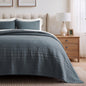 EVERGRACEHOME 100% Cotton Modern Lines Quilt Set King Size, Stone Taupe