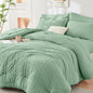 Full Comforter Set - 7PCS Bed in a Bag, Seersucker Bedding Set, Dark Grey