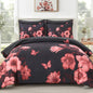 DHSFKBE Floral Comforter Set Queen Size,7 Piece Orange Bed in a Bag, Elegant Flower Pattern Comforter Set with Sheet, Soft Microfiber Complete Bedding Sets for All Season