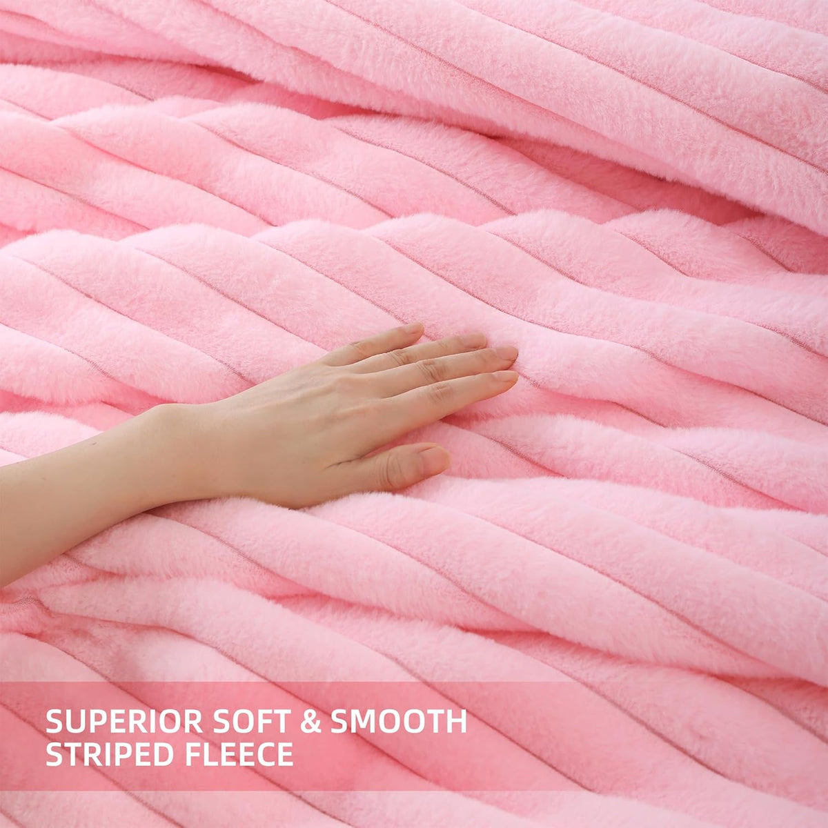 Smoofy Fluffy Queen Size Comforter 3 PCS - Pink Fleece Bedding Set