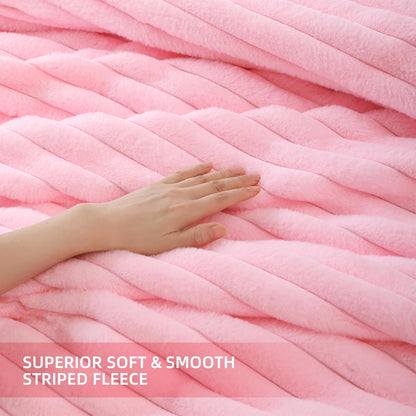 Smoofy Fluffy Queen Size Comforter 3 PCS - Pink Fleece Bedding Set