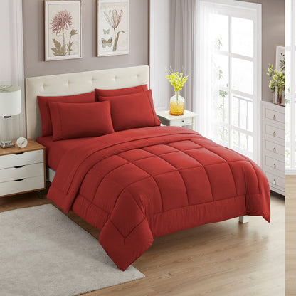 Full Size Comforter Set with Sheets - 7-Piece Bedding Collection - 1 Comforter, 1 Fitted Sheet, 1 Flat, 4 Pillowcases - Deep Pocket - Soft & Breathable Premium Quality - Ideal for All Seasons, Gray