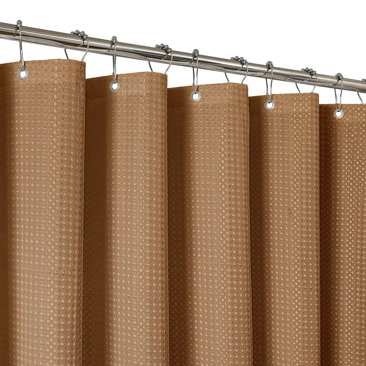 2-in-1 Waterproof Fabric Shower Curtain - No Separate Liner Needed, Hotel-Style Waffle Weave, Effortless Cleaning & Washable Bathroom Shower Curtain Set,72Wx72H,White