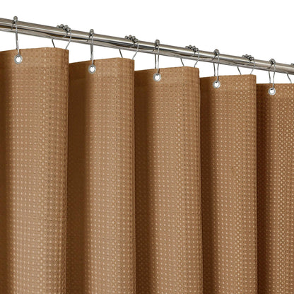 2-in-1 Waterproof Fabric Shower Curtain - No Separate Liner Needed, Hotel-Style Waffle Weave, Effortless Cleaning & Washable Bathroom Shower Curtain Set,72Wx72H,White