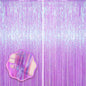 Voircoloria Laser Pink Foil Fringe Backdrop Curtains,3.3x6.6ft, 2 Pack