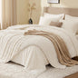 EXQ Home Queen Fluffy Comforter Set,7 Pieces Bed in a Bag,Black