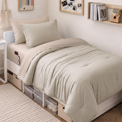 Monbix Queen Comforter Set - 7 Pieces Soft Bed in a Bag Queen Bedding Sets